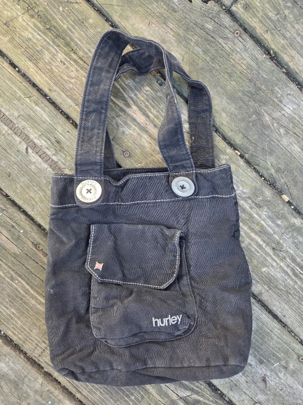 Vintage Y2K Hurley Black Tote With Pin